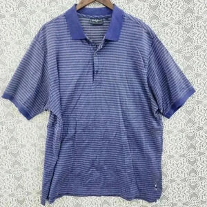 Vintage Bobby Jones Players Cotton Pattern Navy blue Polo Golf Shirt Men's L‎